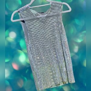 Haute Monde NWT Sparkle Mesh Turquoise Tank Top